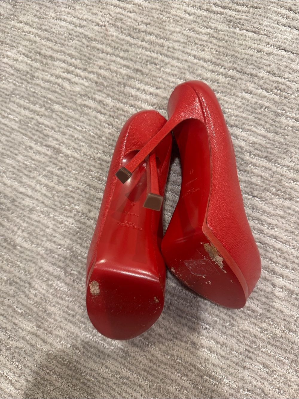 Yves Saint Laurent YSL Tribtoo Red Leather Platform Pumps Size 41 - Picture 6 of 9